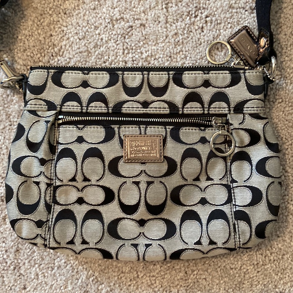 Coach Signature Crossbody Bag Black, Grey, And Silv… Gem